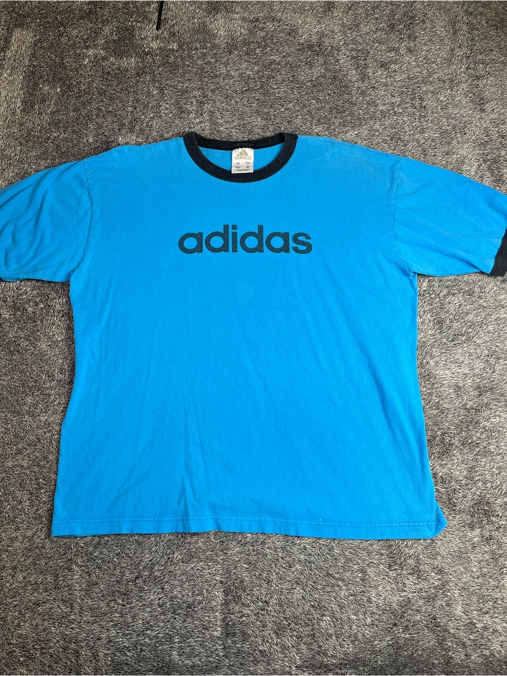 Vintage Adidas Ringer Tee XL Blue Contrast Trim Retro Streetwear Sportswear XL